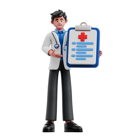 Doctor With Report  3D Illustration