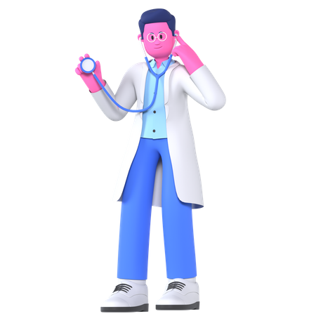 Doctor With Stethoscope  3D Illustration