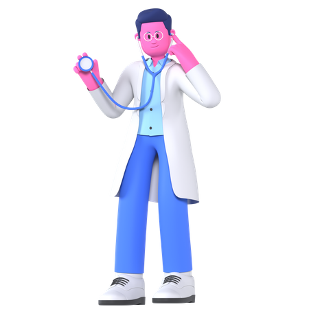 Doctor With Stethoscope  3D Illustration