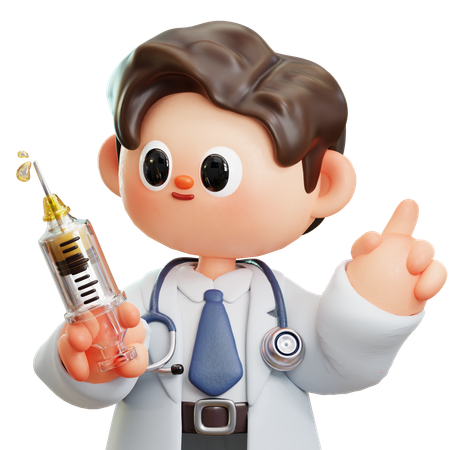 Doctor With Syringe  3D Icon