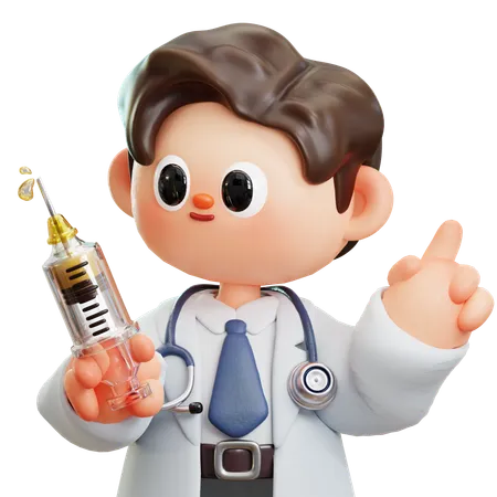 Doctor With Syringe  3D Illustration