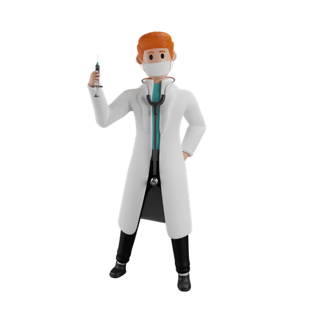 Doctor with syringe 3D Illustration