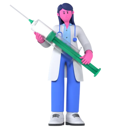 Doctor With Syringe  3D Illustration