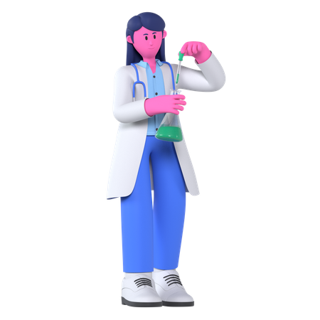 Doctor With Test Tube  3D Illustration