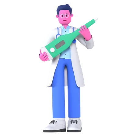 Doctor With Thermometer  3D Illustration