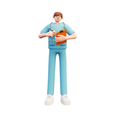 Doctor Writing Med Report  3D Illustration