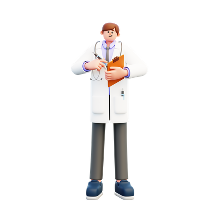 Doctor Writing Med Report  3D Illustration