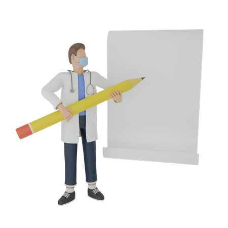 Doctor writing on a blank paper  3D Illustration