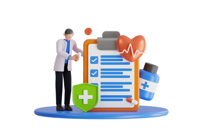 Doctor writing prescription  3D Illustration