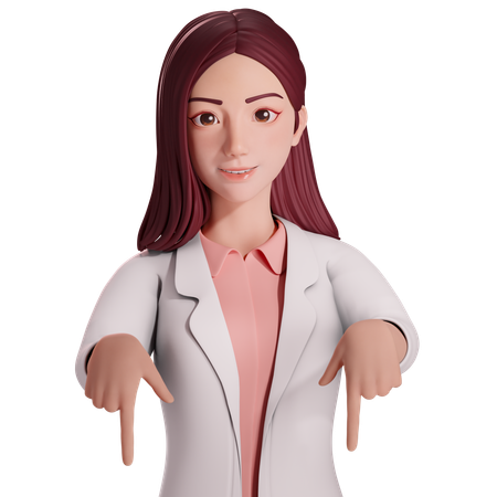 Doctora señalando hacia abajo  3D Illustration