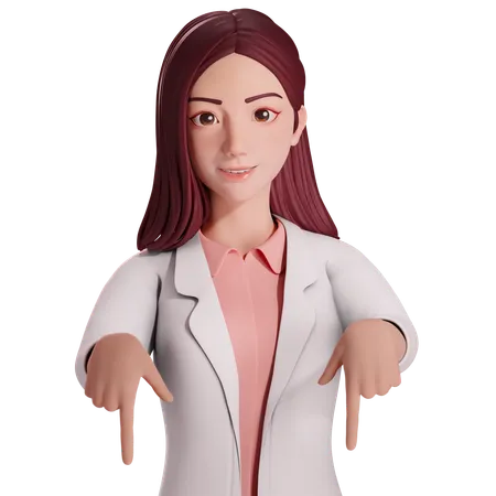 Doctora señalando hacia abajo  3D Illustration