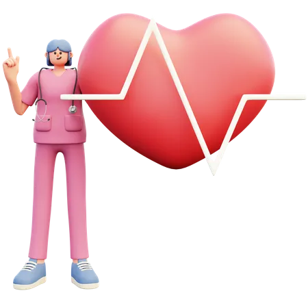 Doctora con cardiograma  3D Illustration
