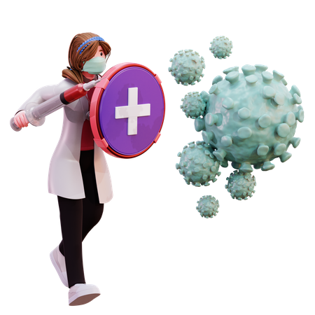 Doctora con cura de coronavirus  3D Illustration