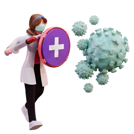 Doctora con cura de coronavirus  3D Illustration