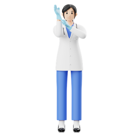 Doctora con guantes  3D Illustration