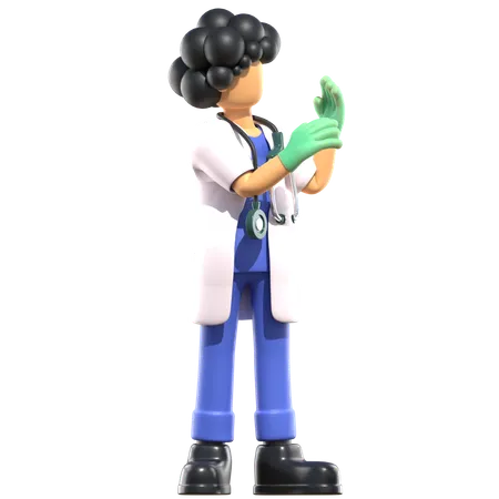 Doctora con guantes médicos  3D Illustration