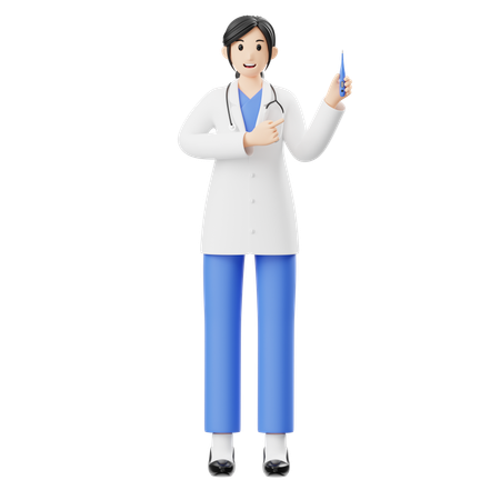 Doctora con termómetro  3D Illustration