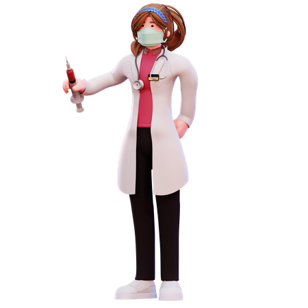 Doctora dando vacuna  3D Illustration