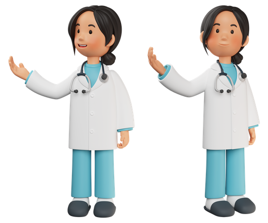 Doctora de pie mientras muestra algo  3D Icon