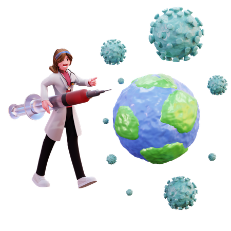 Doctora luchando contra el coronavirus  3D Illustration