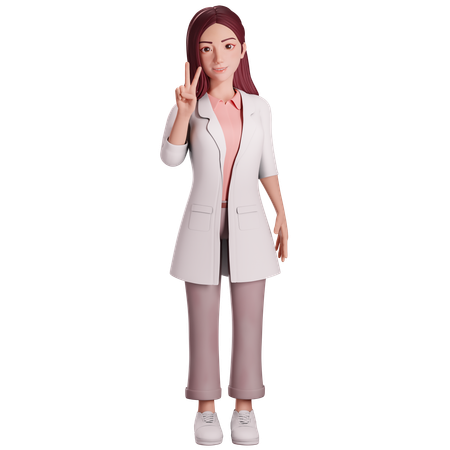 Doctora mostrando gesto de paz con su mano derecha  3D Illustration