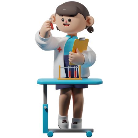 Doctora revisa pruebas de pacientes  3D Illustration