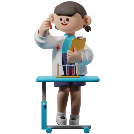 Doctora revisa pruebas de pacientes  3D Illustration