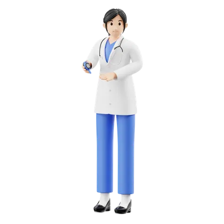 Doctora sosteniendo un kit de análisis de sangre  3D Illustration