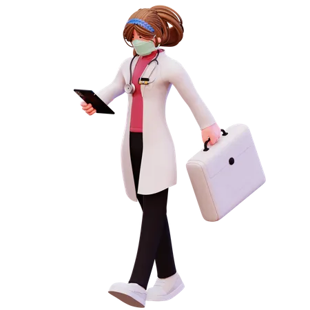 Doctora yendo al hospital  3D Illustration