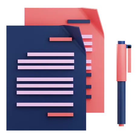 3 D Render Of Two Paper And Pen Illustrations 3D Icon