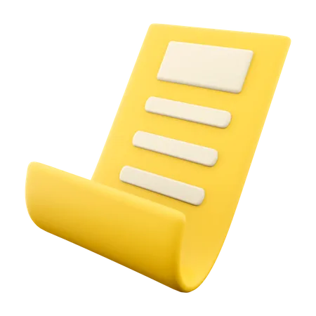 3 D Rendering Document Icon 3 D Render Yellow Sheet With Important Records Icon 3D Icon