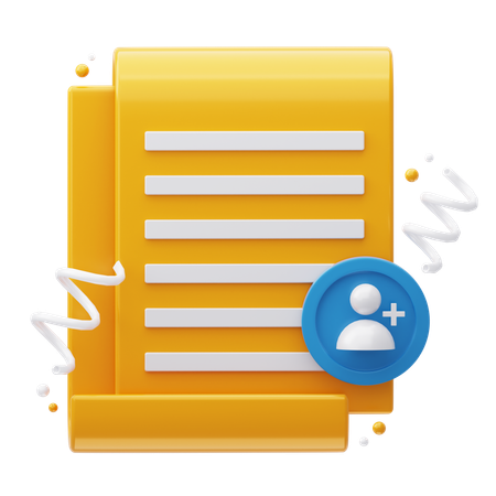 Document Add User  3D Icon