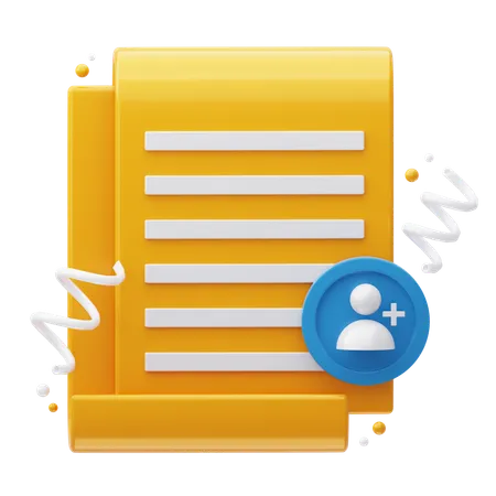 Document Add User  3D Icon