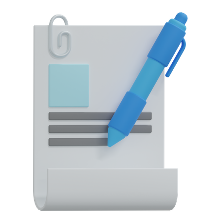 Document And Pen  3D Icon