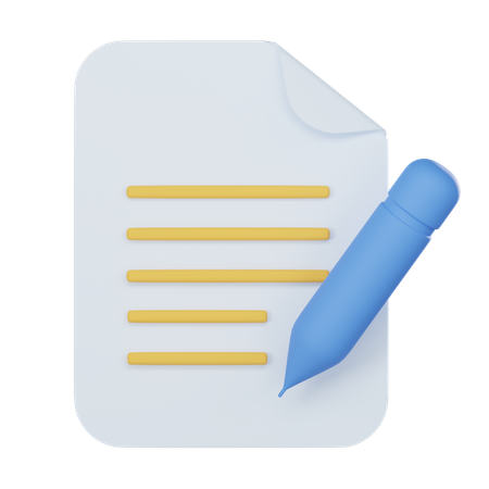 Document And Pencil  3D Icon