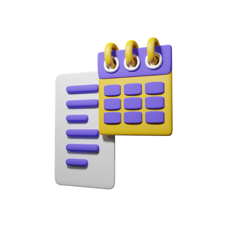 Document avec calendrier  3D Icon