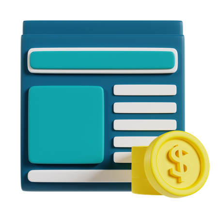 Document bancaire avec signe dollar  3D Icon