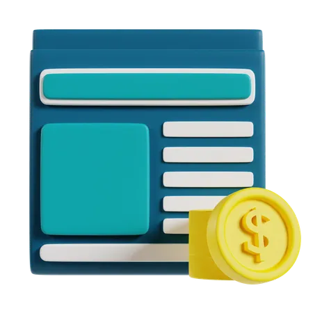 Document bancaire avec signe dollar  3D Icon