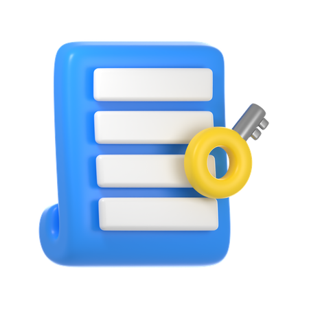 Document clé  3D Icon