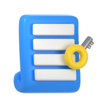 Document clé  3D Icon