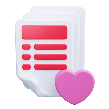 Coeur de document  3D Icon