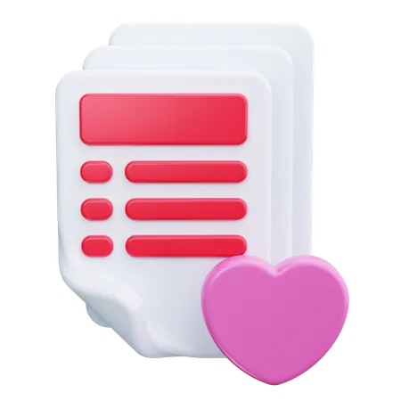 Coeur de document  3D Icon