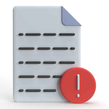 Document Error  3D Icon