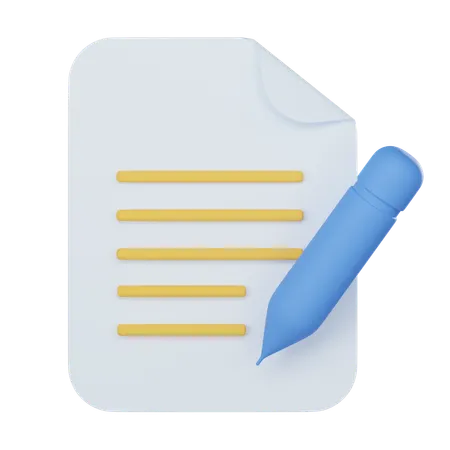 Document et crayon  3D Icon