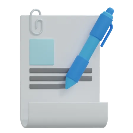 Document et stylo  3D Icon