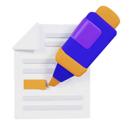 Document et surligneur  3D Icon