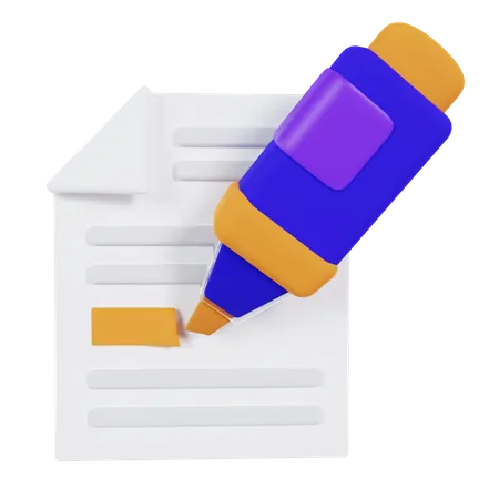 Document et surligneur  3D Icon