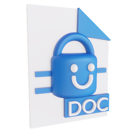 Document Face Lock  3D Illustration