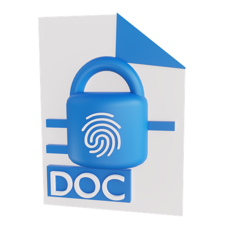 Document Fingerprint Lock 3D Illustration