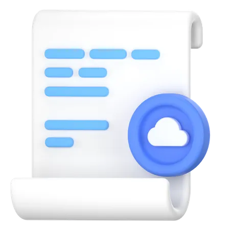 Saving Document In Cloud 3D Icon